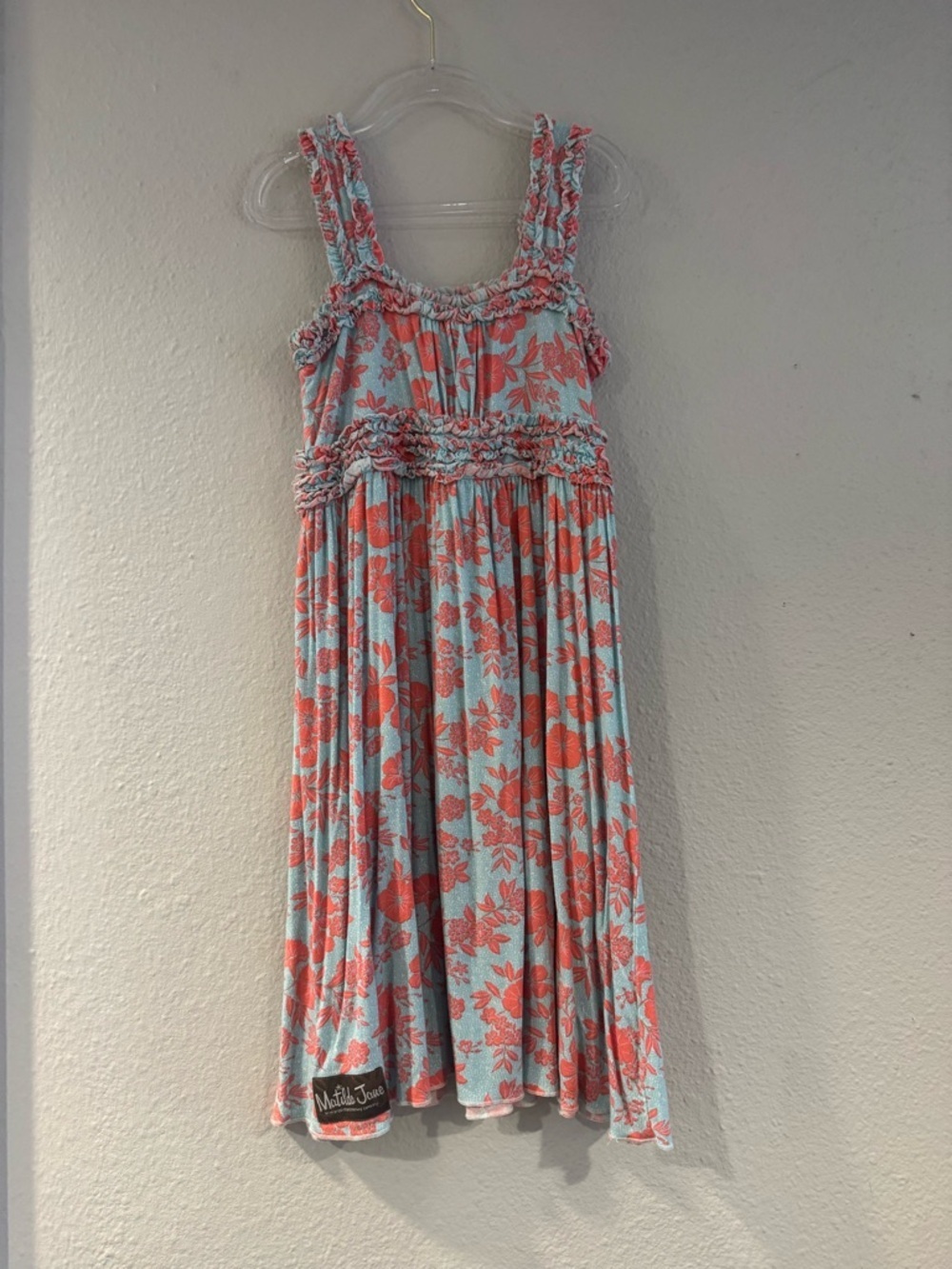 Matilda Jane Emilia Coral Floral Dress on Aqua - Picture 3 of 6